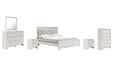 Altyra King Panel Bed with Mirrored Dresser, Chest and 2 Nightstands Huntsville Furniture Outlet