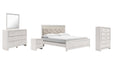 Altyra King Panel Bed with Mirrored Dresser, Chest and Nightstand Huntsville Furniture Outlet