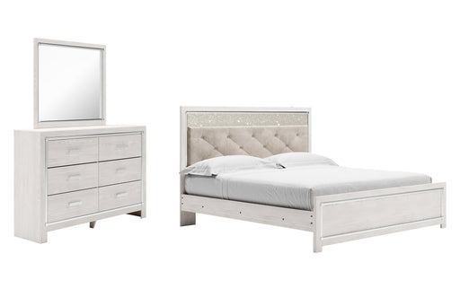 Altyra King Panel Bed with Mirrored Dresser Huntsville Furniture Outlet