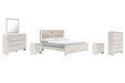 Altyra King Panel Bookcase Bed with Mirrored Dresser, Chest and 2 Nightstands Huntsville Furniture Outlet