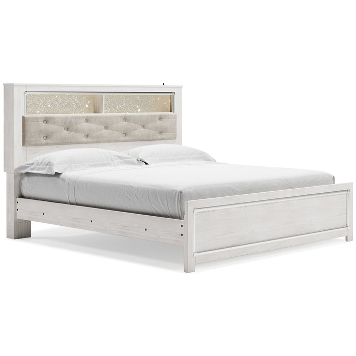 Altyra King Panel Bookcase Bed with Mirrored Dresser, Chest and 2 Nightstands Huntsville Furniture Outlet