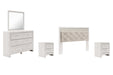 Altyra King Panel Headboard with Mirrored Dresser and 2 Nightstands Huntsville Furniture Outlet