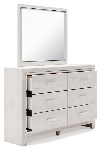 Altyra King Upholstered Storage Bed with Mirrored Dresser and Nightstand Huntsville Furniture Outlet