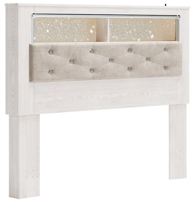 Altyra Queen Bookcase Headboard with Mirrored Dresser and Chest Huntsville Furniture Outlet