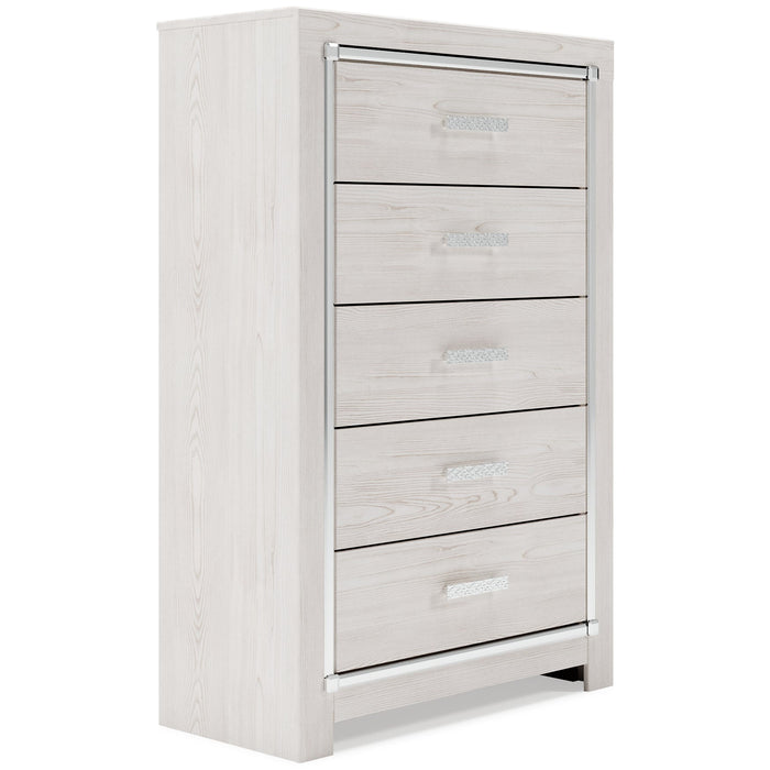 Altyra Queen Bookcase Headboard with Mirrored Dresser and Chest Huntsville Furniture Outlet