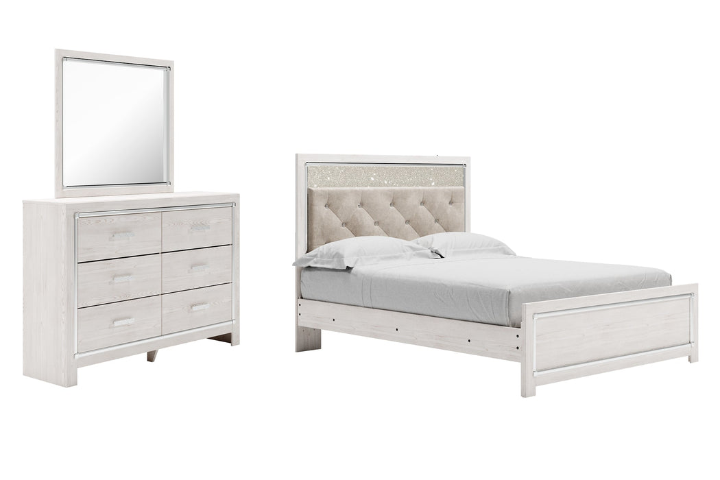 Altyra Queen Panel Bed with Mirrored Dresser Huntsville Furniture Outlet