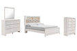 Altyra Queen Panel Bookcase Bed with Mirrored Dresser and Chest Huntsville Furniture Outlet