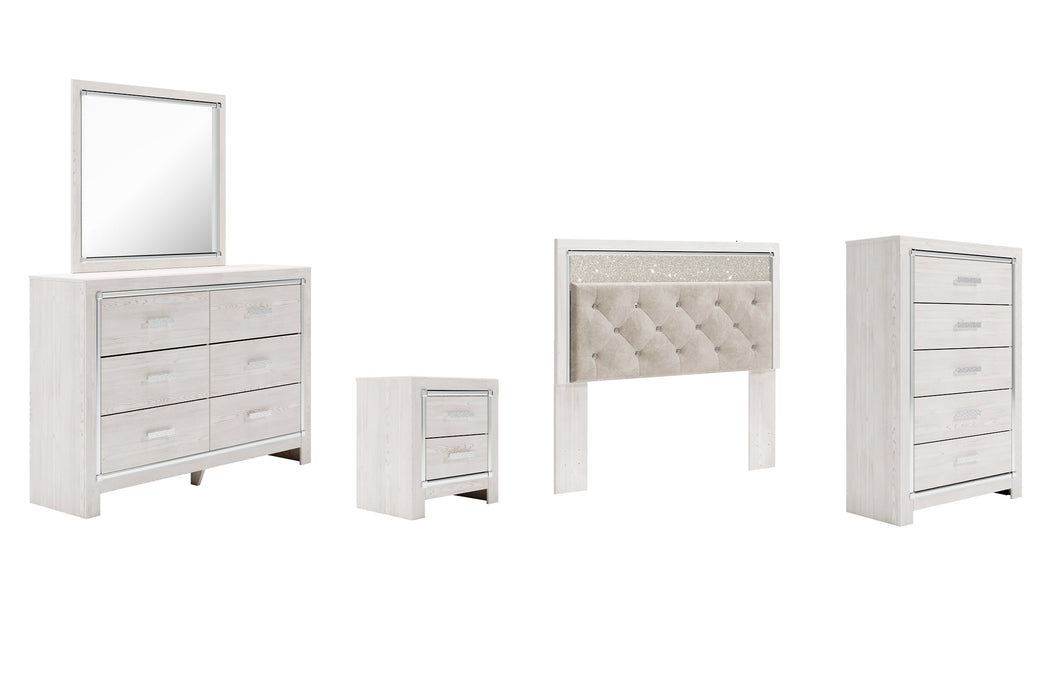 Altyra Queen Panel Headboard with Mirrored Dresser, Chest and Nightstand Huntsville Furniture Outlet