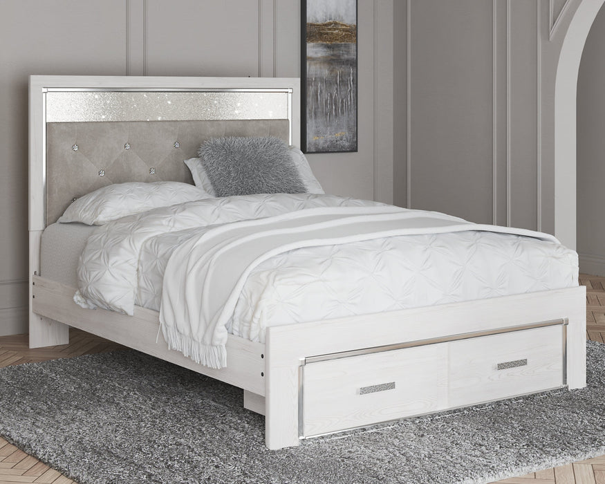 Altyra Queen Upholstered Storage Bed with Mirrored Dresser and Nightstand Huntsville Furniture Outlet