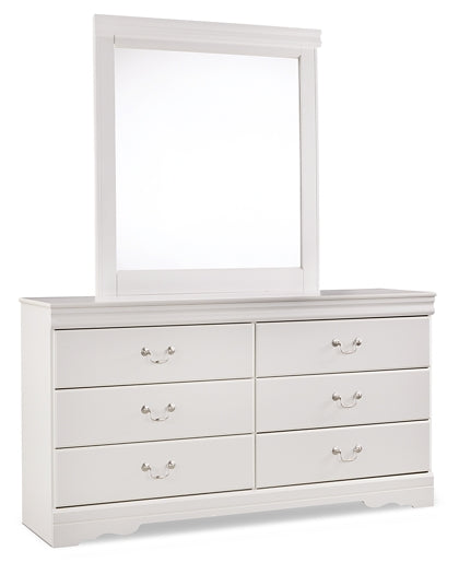 Anarasia Full Sleigh Headboard with Mirrored Dresser, Chest and 2 Nightstands Huntsville Furniture Outlet