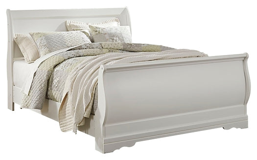 Anarasia Queen Sleigh Bed with Mirrored Dresser and Nightstand Huntsville Furniture Outlet