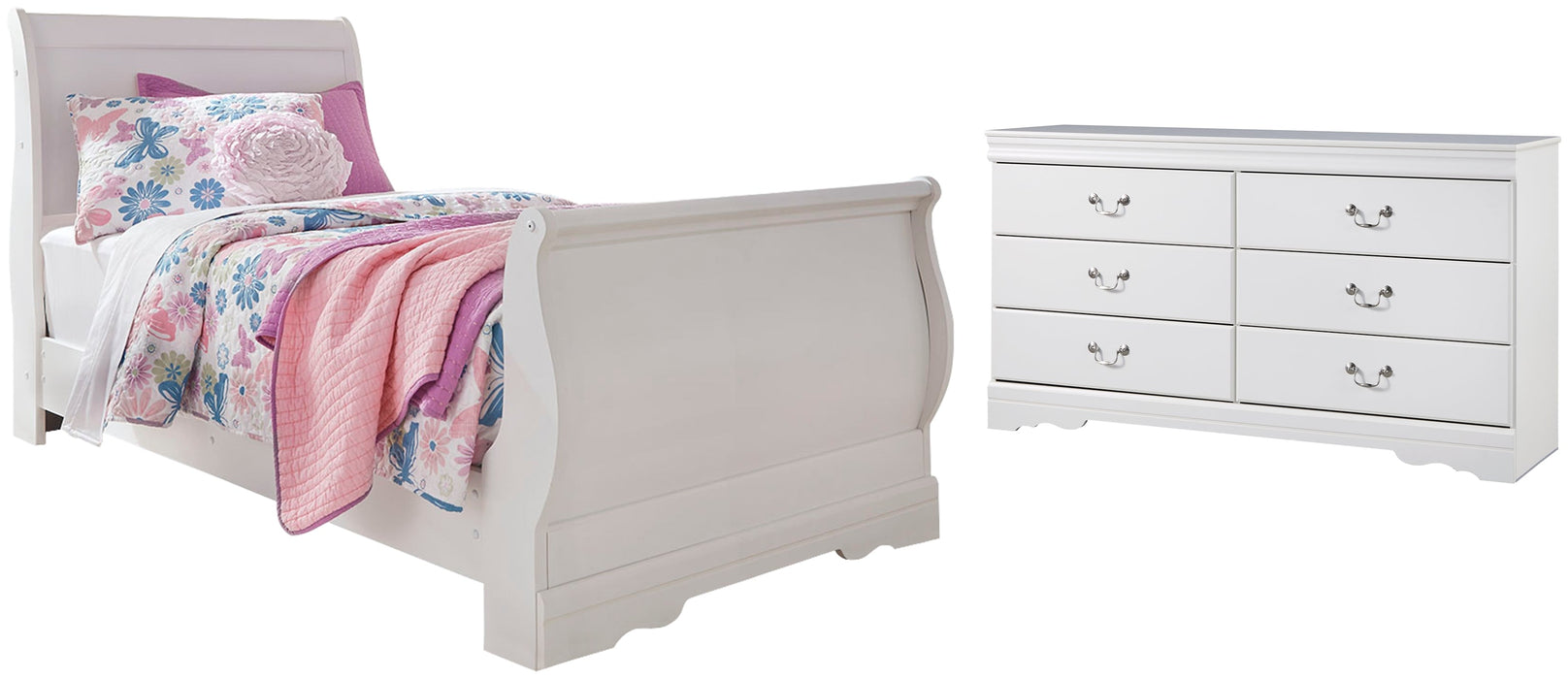 Anarasia Twin Sleigh Bed with Dresser Huntsville Furniture Outlet