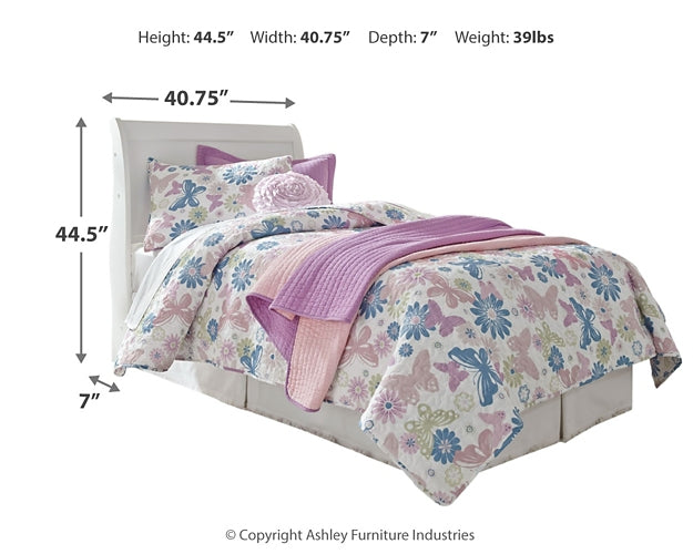 Anarasia Twin Sleigh Headboard with Mirrored Dresser, Chest and 2 Nightstands Huntsville Furniture Outlet