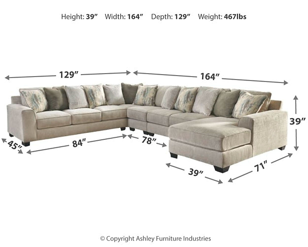 Ardsley 5-Piece Sectional with Chaise Huntsville Furniture Outlet