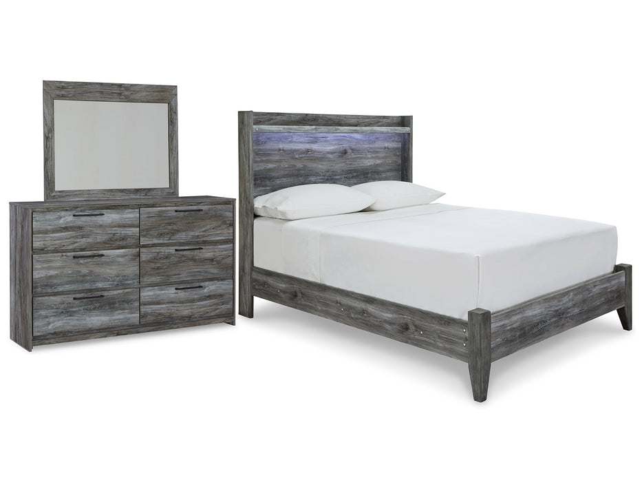 Baystorm Full Panel Bed with Mirrored Dresser Huntsville Furniture Outlet