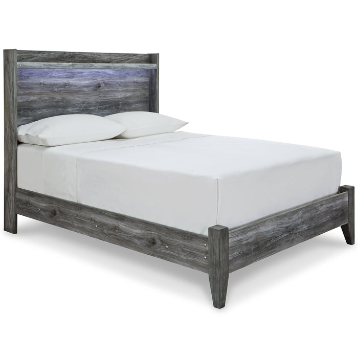 Baystorm Full Panel Bed with Mirrored Dresser and Nightstand Huntsville Furniture Outlet