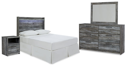 Baystorm Full Panel Headboard with Mirrored Dresser and Nightstand Huntsville Furniture Outlet