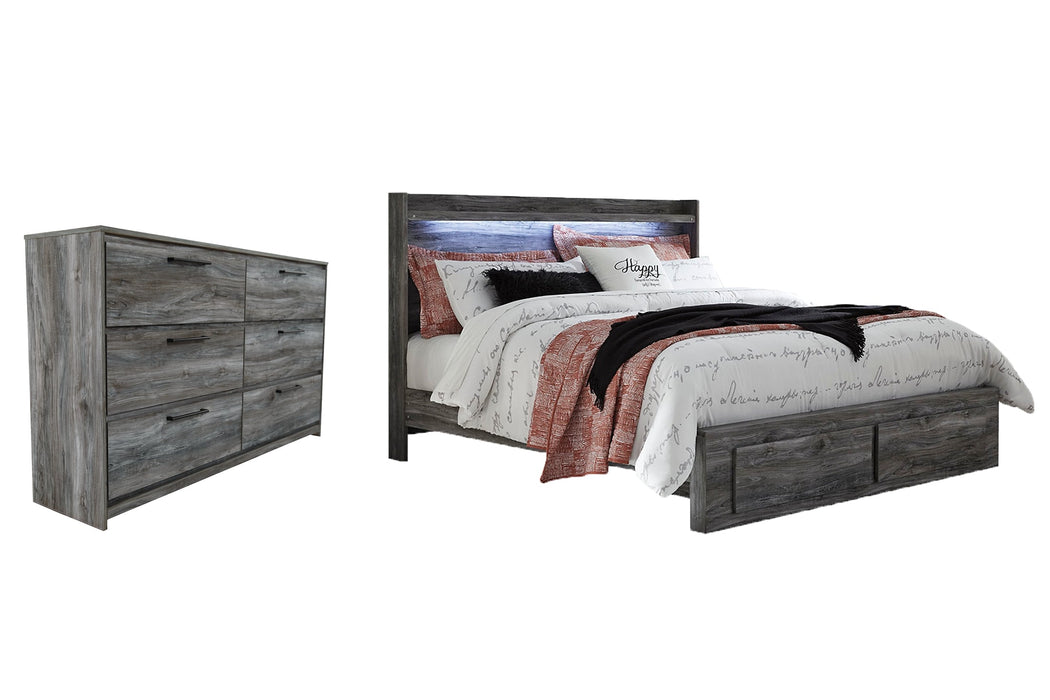 Baystorm King Panel Bed with 2 Storage Drawers with Dresser Huntsville Furniture Outlet