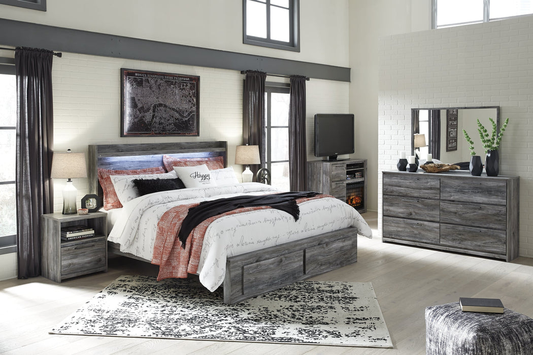 Baystorm King Panel Bed with 2 Storage Drawers with Dresser Huntsville Furniture Outlet