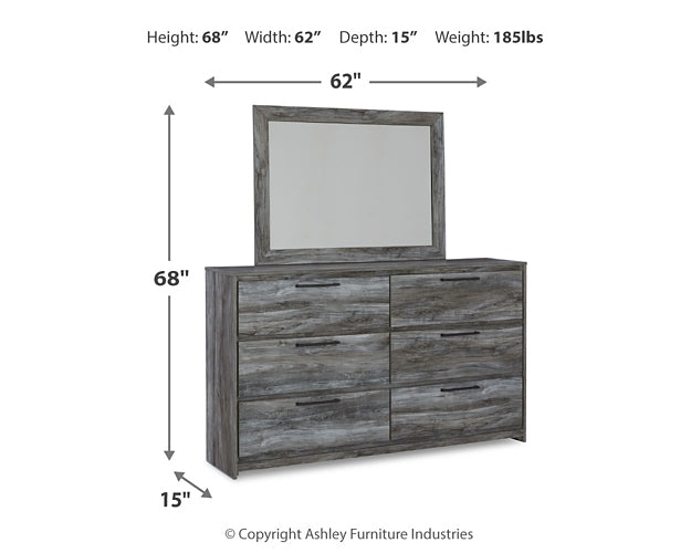 Baystorm King Panel Bed with Mirrored Dresser Huntsville Furniture Outlet