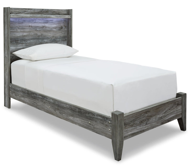 Baystorm Twin Panel Bed with Mirrored Dresser Huntsville Furniture Outlet