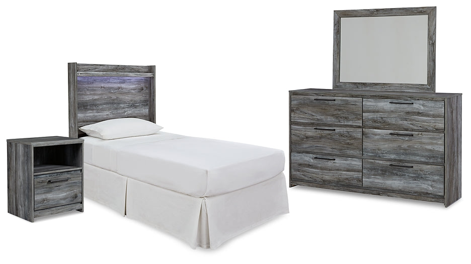 Baystorm Twin Panel Headboard with Mirrored Dresser and Nightstand Huntsville Furniture Outlet