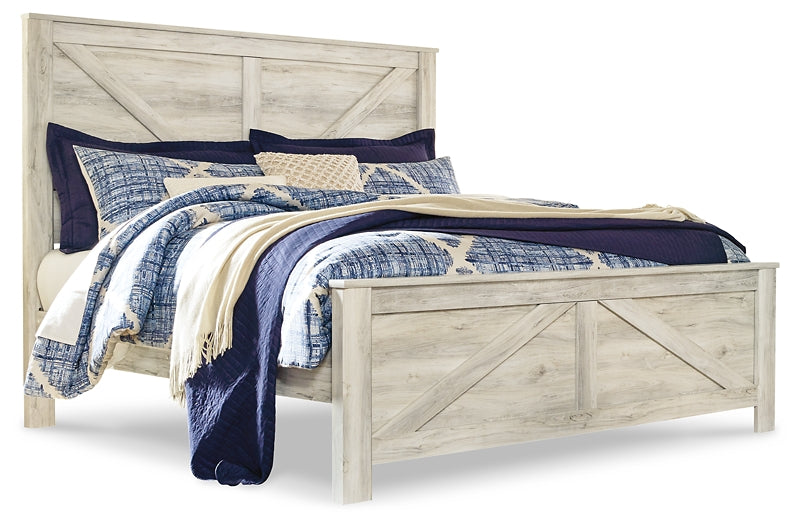 Bellaby King Crossbuck Panel Bed with Dresser Huntsville Furniture Outlet