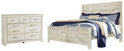 Bellaby King Crossbuck Panel Bed with Dresser Huntsville Furniture Outlet