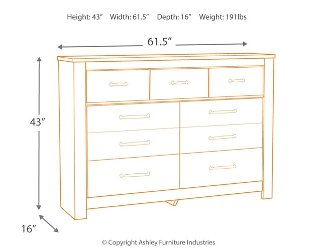 Bellaby King Crossbuck Panel Bed with Dresser Huntsville Furniture Outlet