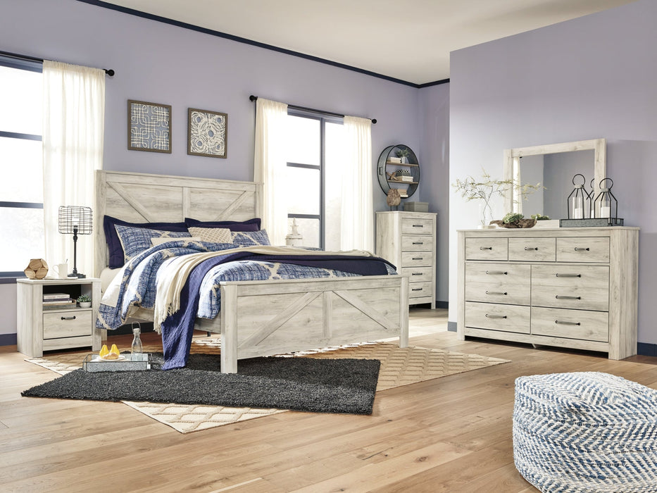 Bellaby King Crossbuck Panel Bed with Dresser Huntsville Furniture Outlet