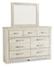 Bellaby Queen Crossbuck Panel Bed with Mirrored Dresser, Chest and 2 Nightstands Huntsville Furniture Outlet