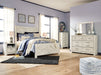 Bellaby Queen Crossbuck Panel Bed with Mirrored Dresser, Chest and Nightstand Huntsville Furniture Outlet