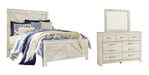 Bellaby Queen Crossbuck Panel Bed with Mirrored Dresser Huntsville Furniture Outlet