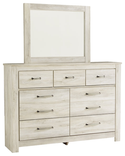 Bellaby Queen Panel Bed with Mirrored Dresser Huntsville Furniture Outlet