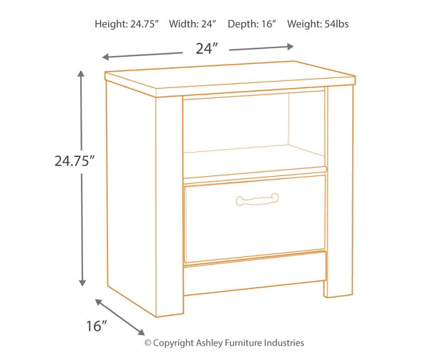 Bellaby Queen Platform Bed with 2 Storage Drawers with Mirrored Dresser and Nightstand Huntsville Furniture Outlet