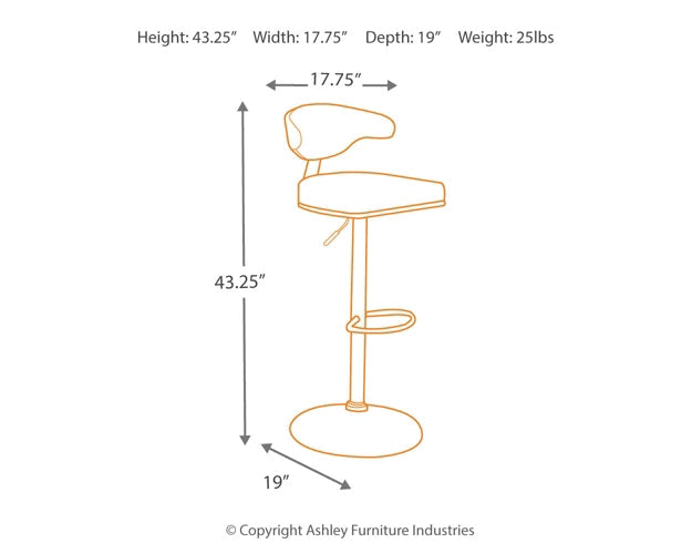 Bellatier Tall UPH Swivel Barstool(1/CN) Huntsville Furniture Outlet