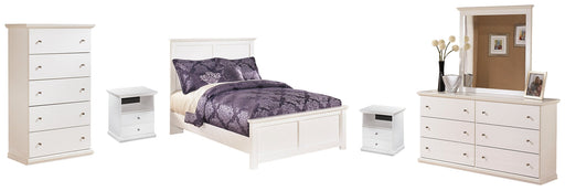 Bostwick Shoals Full Panel Bed with Mirrored Dresser, Chest and 2 Nightstands Huntsville Furniture Outlet