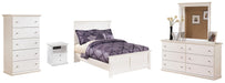 Bostwick Shoals Full Panel Bed with Mirrored Dresser, Chest and Nightstand Huntsville Furniture Outlet