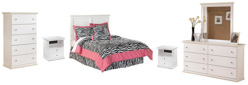 Bostwick Shoals Full Panel Headboard with Mirrored Dresser, Chest and 2 Nightstands Huntsville Furniture Outlet