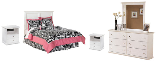 Bostwick Shoals Full Panel Headboard with Mirrored Dresser and 2 Nightstands Huntsville Furniture Outlet