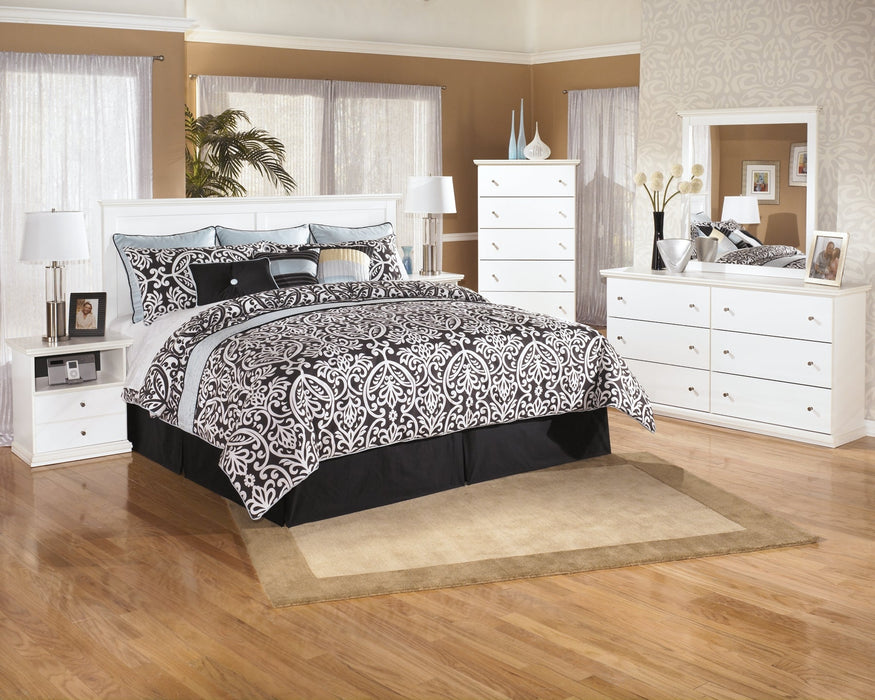 Bostwick Shoals King/California King Panel Headboard with Mirrored Dresser, Chest and 2 Nightstands Huntsville Furniture Outlet