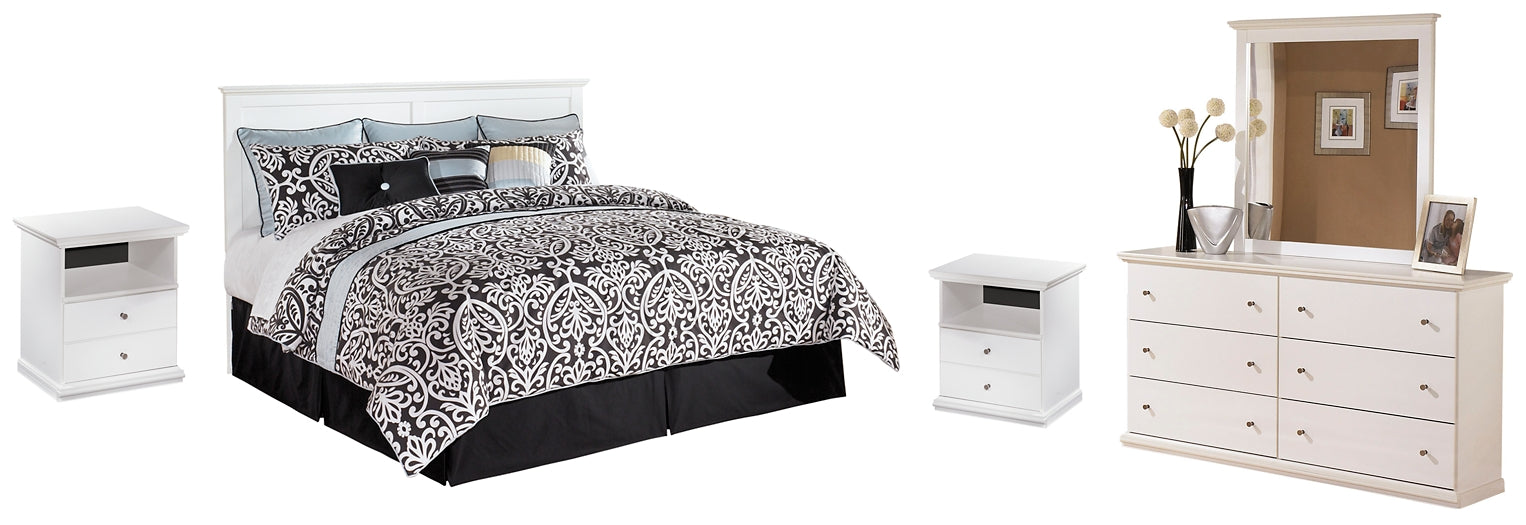 Bostwick Shoals King/California King Panel Headboard with Mirrored Dresser and 2 Nightstands Huntsville Furniture Outlet