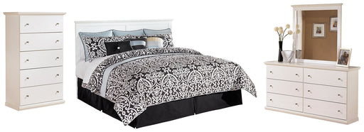 Bostwick Shoals King/California King Panel Headboard with Mirrored Dresser and Chest Huntsville Furniture Outlet