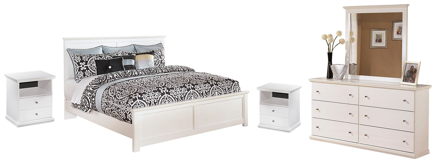 Bostwick Shoals King Panel Bed with Mirrored Dresser Huntsville Furniture Outlet