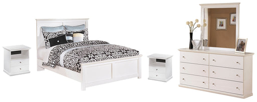 Bostwick Shoals Queen Panel Bed with Mirrored Dresser Huntsville Furniture Outlet