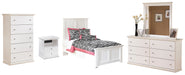 Bostwick Shoals Twin Panel Bed with Mirrored Dresser, Chest and Nightstand Huntsville Furniture Outlet