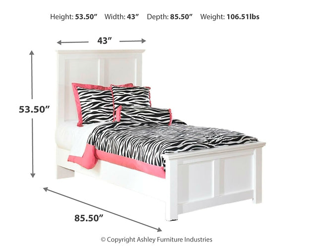 Bostwick Shoals Twin Panel Bed with Mirrored Dresser and 2 Nightstands Huntsville Furniture Outlet