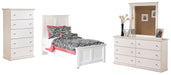 Bostwick Shoals Twin Panel Bed with Mirrored Dresser and 2 Nightstands Huntsville Furniture Outlet