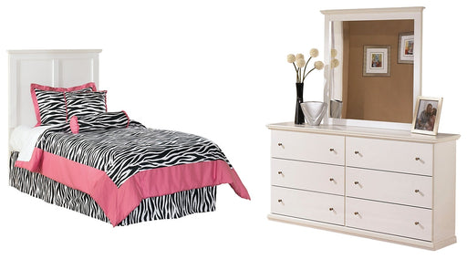 Bostwick Shoals Twin Panel Headboard with Mirrored Dresser Huntsville Furniture Outlet