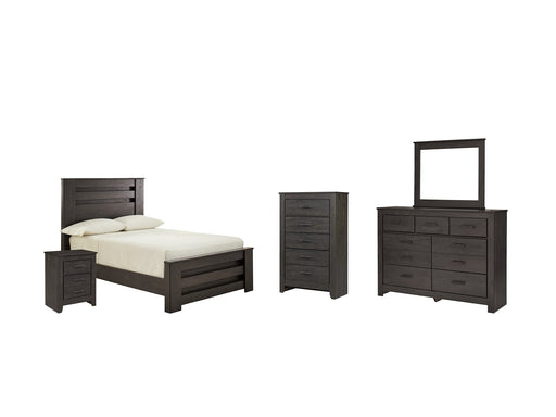 Brinxton Full Panel Bed with Mirrored Dresser, Chest and Nightstand Huntsville Furniture Outlet